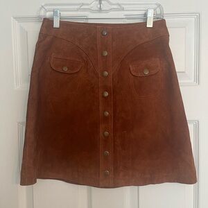 Anthropologie 100% Suede Leather Mini Skirt